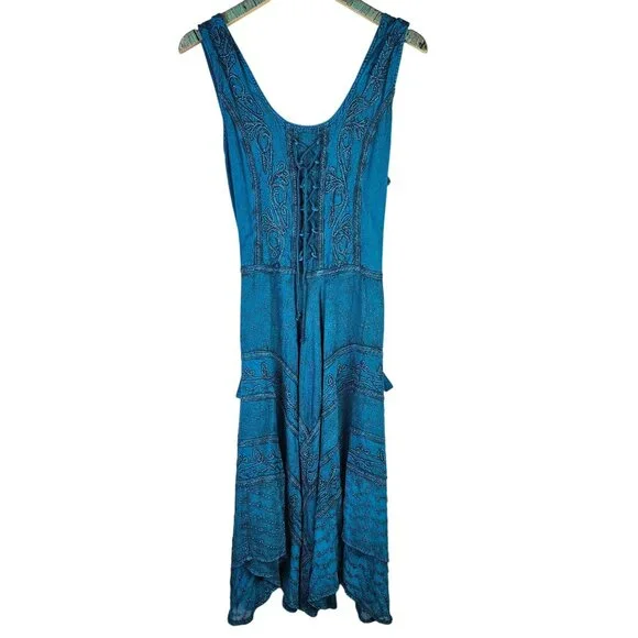 Vintage Advance Apparels Tie Dye Sear Sucker Sleeveless Assymetrical Dress, NWT - Picture 1 of 9